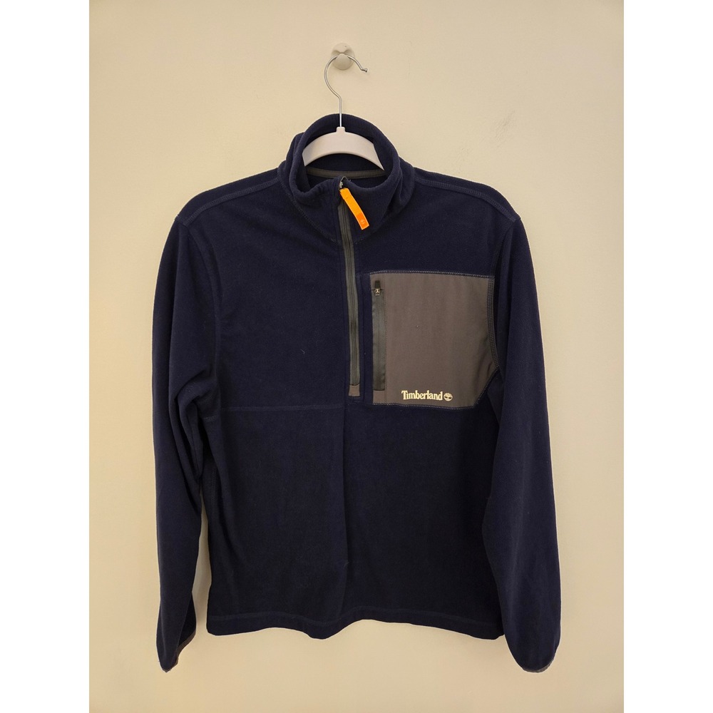 Timberland Mens Navy Blue Quarter Zip Fleece Pullover Jacket Small